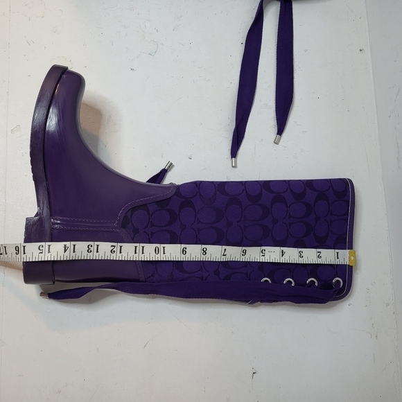 COACH Tristee Monogram Logo Lace Up Rain Boots Size 6B - Picture 12 of 14